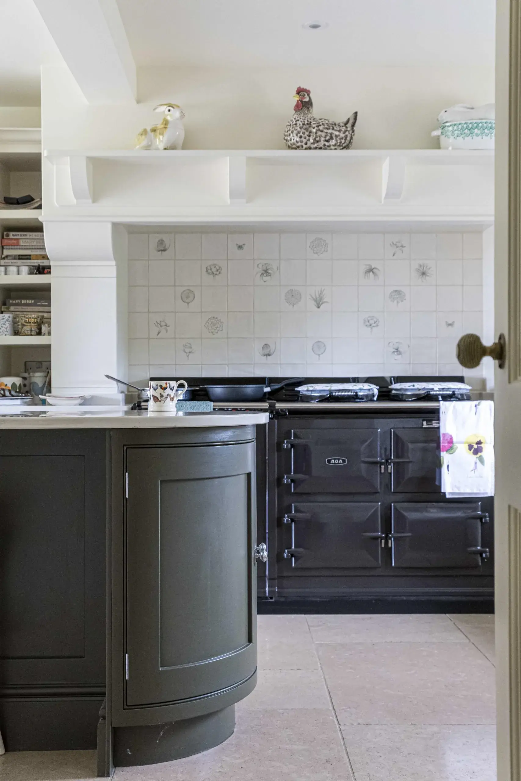 AGA kitchen with hand-painted tiles